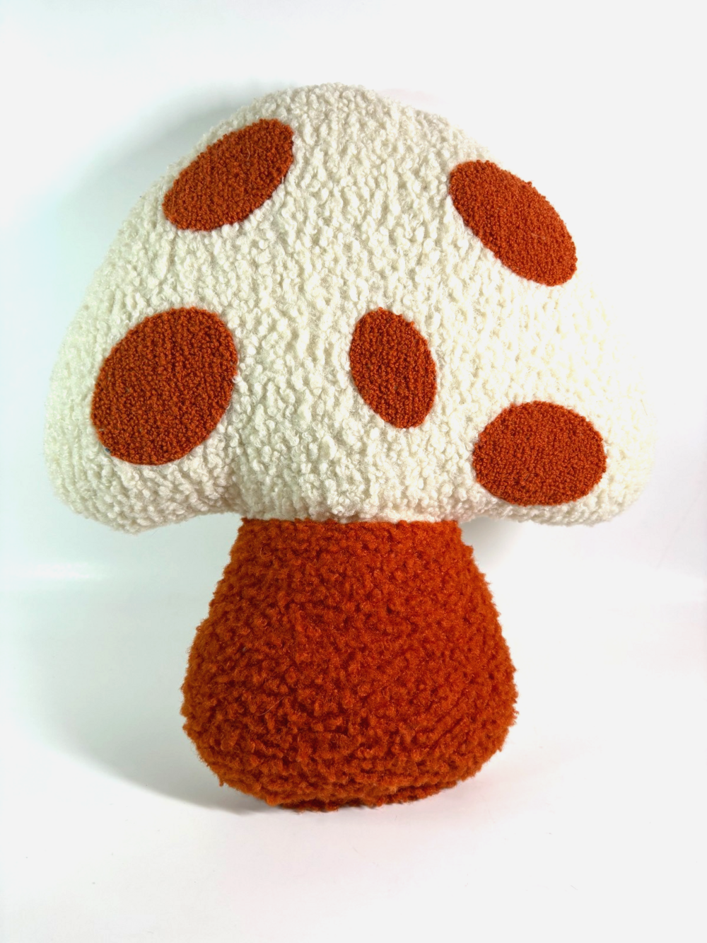 Harvest Orange & White Sherpa Mushroom Decorative Throw Pillow  13"